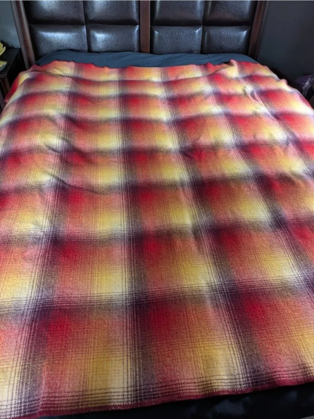 Pendleton Home Collection Warm Autumn Color Ombre Wool Plaid Blanket Throw 72x78